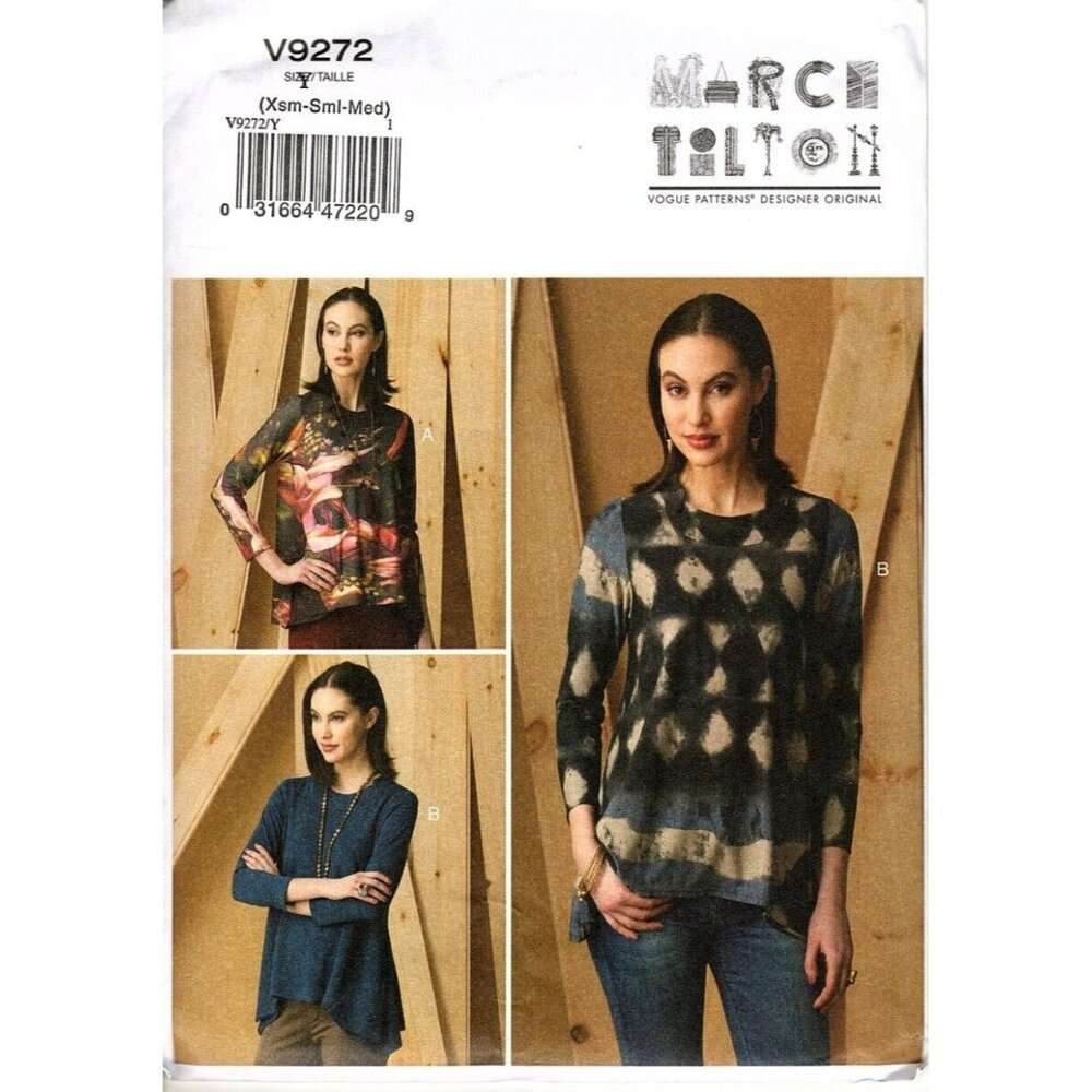 Vogue V9272 Misses XS to M Marcy Tilton Tops and Tunics Uncut Sewing Pattern